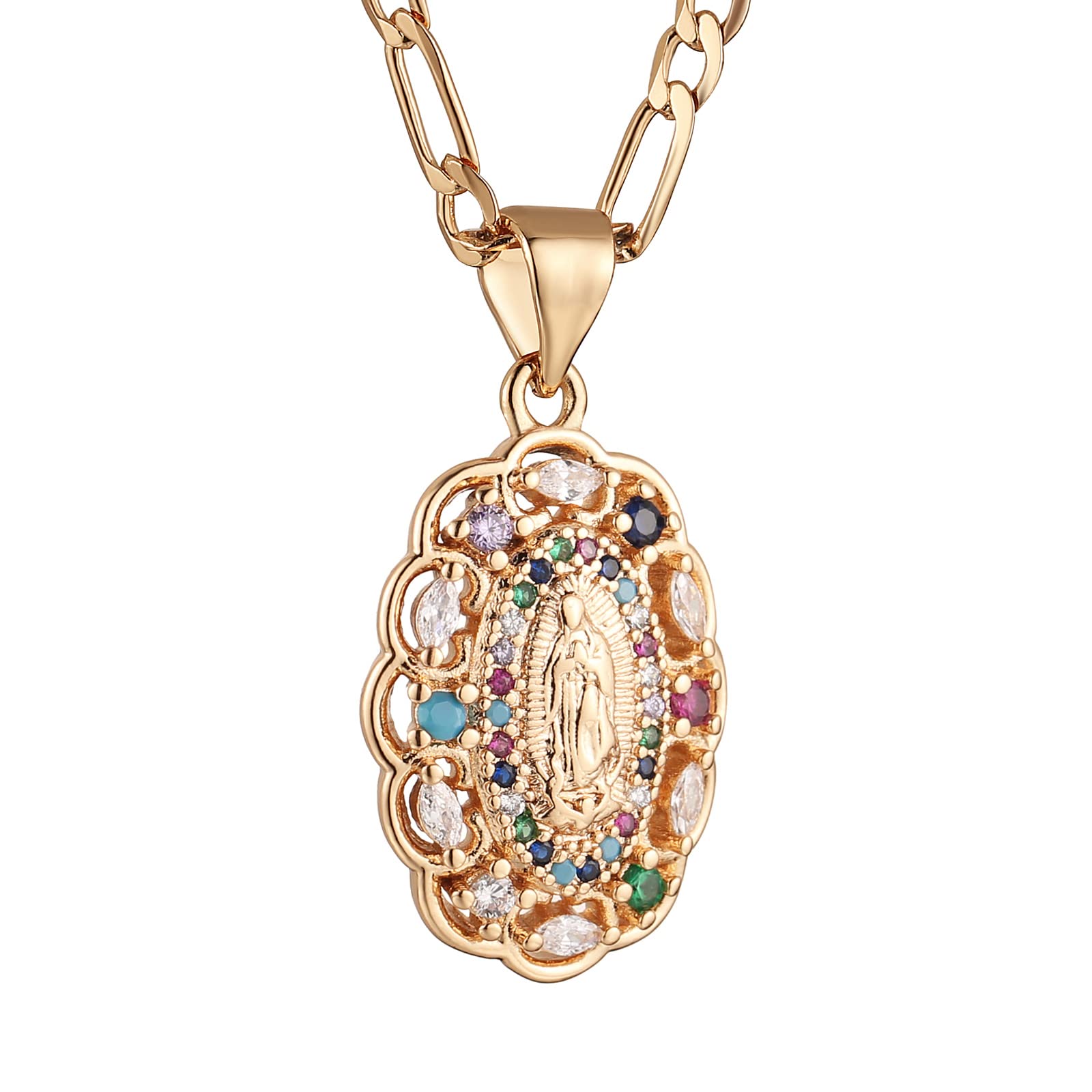 Snapklik.com : 14K Gold Plated Oval Hollow Virgin Mary Prayer Necklace ...