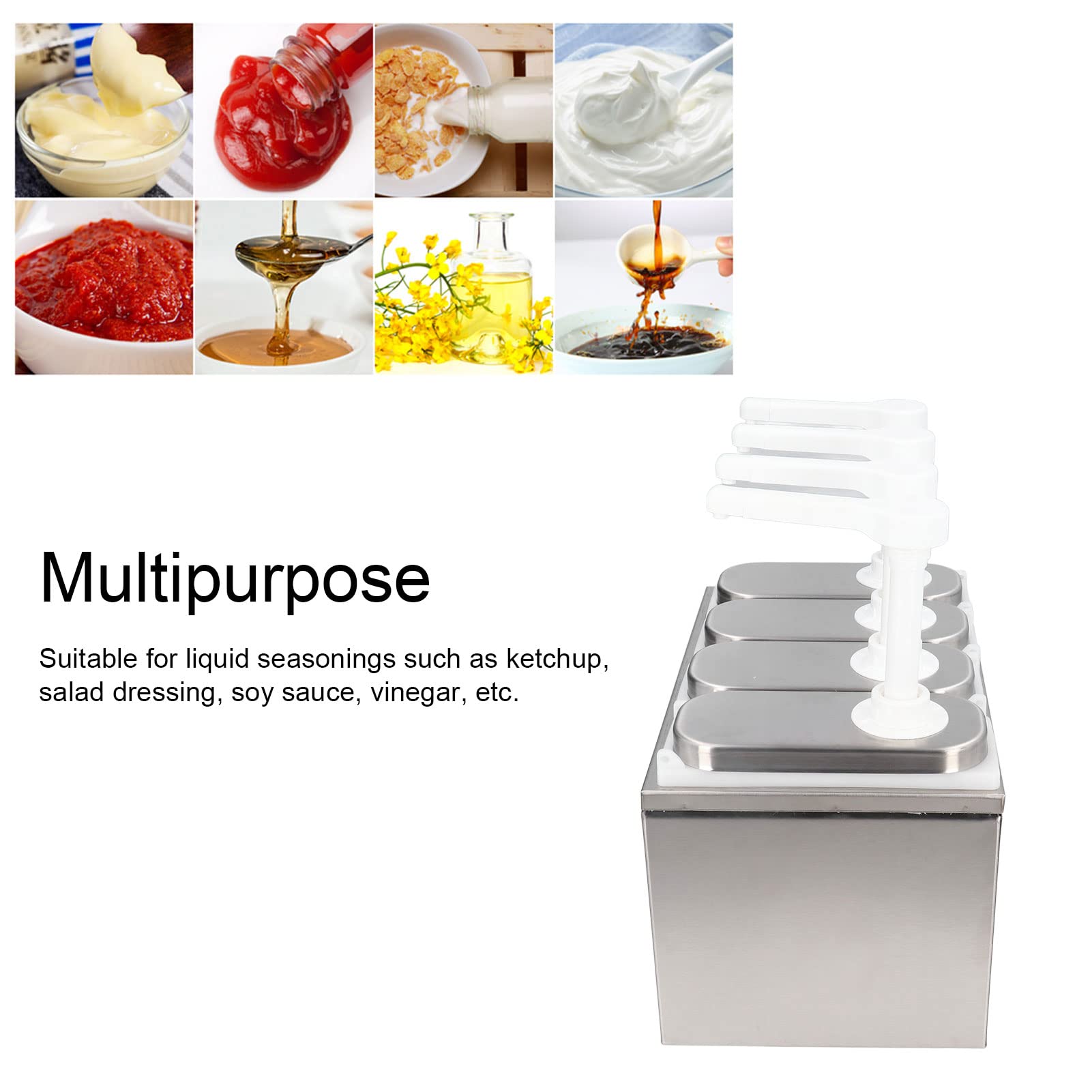 Dispenser per Ketchup, Dispenser per Burro di Popcorn, Pompa per Ketchup con Serbatoio Rimovibile, 1 Litro, in Acciaio Inossidabile per Uso Alimentare, per Ketchup, Condimenti