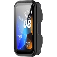 MOTONG PC Full Coverage Protective Watch Case Cover Tempered Glass Screen Protector Compatible with Huawei Band 10/9/8PC Black