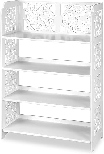 MASAKA - Estante de plástico de madera para comercio, estante organizador de almacenamiento para botas de entrada estrecha, sala de estar, estudio,