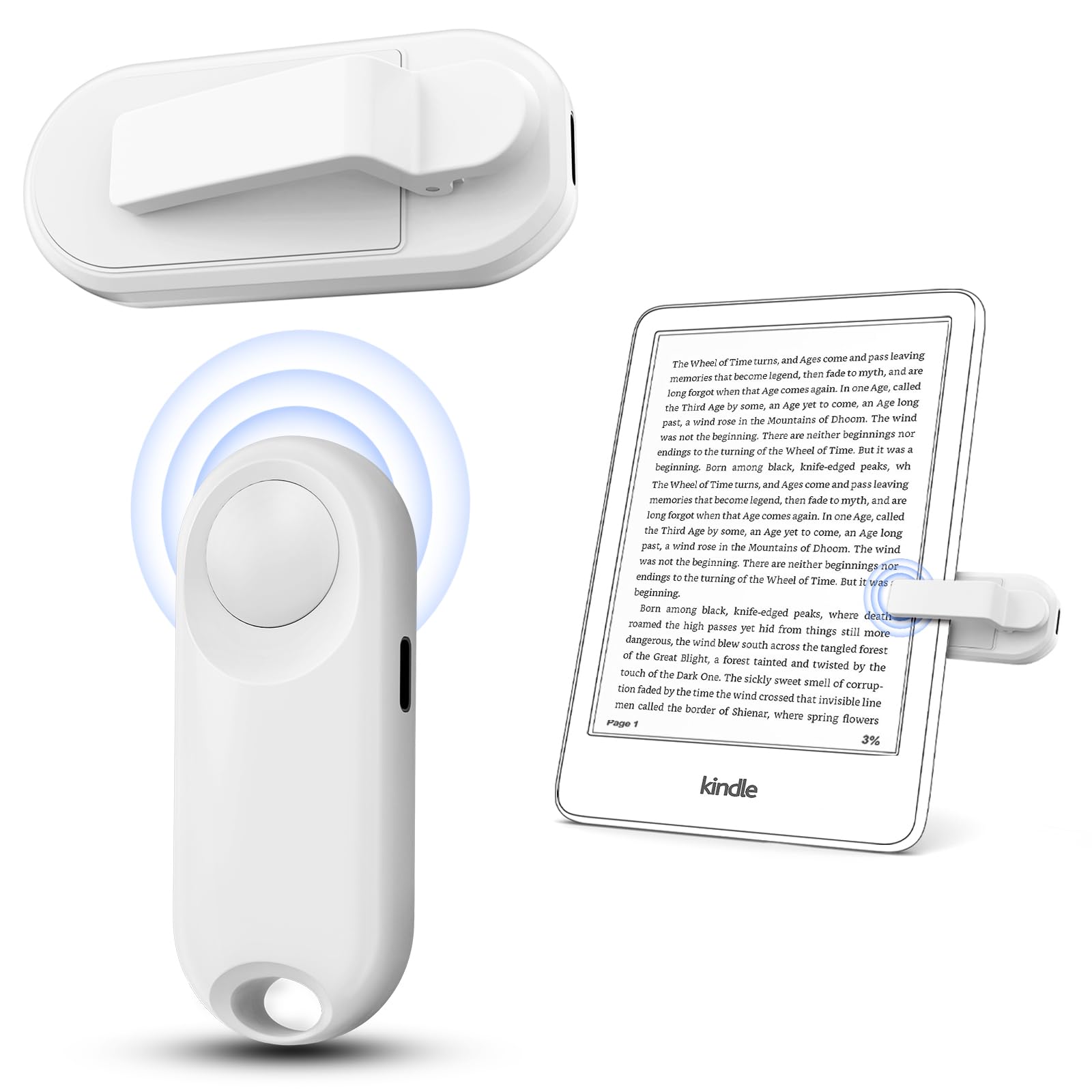 Oresoc RF Remote Control Page Turner for Kindle Paperwhite,Kindle Accessories Remote Photo and Video for E-Book iPhone iPad Android Tablets Reading Novels Comics Remote Control Extenders(White)