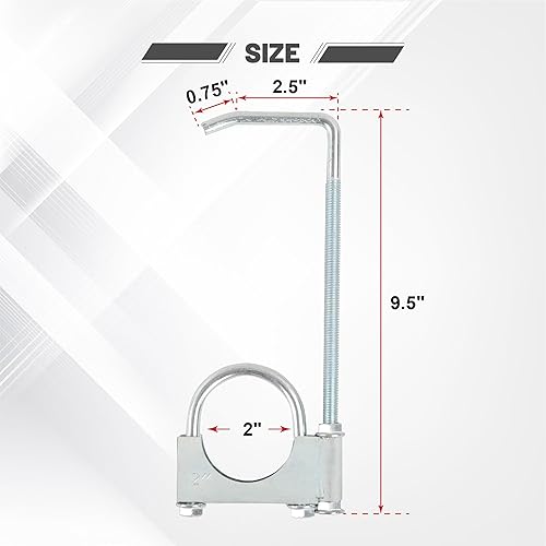 Miniatura 10 de GESEXI Abrazadera de escape con colgador para tubo de escape de 2.25 pulgadas, abrazadera universal en gancho de escape, 2 unidades