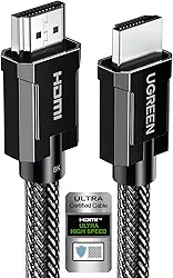 UGREEN Cabo 8K HDMI 2.1 certificado 6.6FT, cabo HDMI 10K de ultra alta velocidade 4K 240 Hz 48 Gbps HDCP 2.2 e 2.3 eARC HDR Dolby compatível para PS5 Xbox Series X Nintendo Switch Roku TV Lap