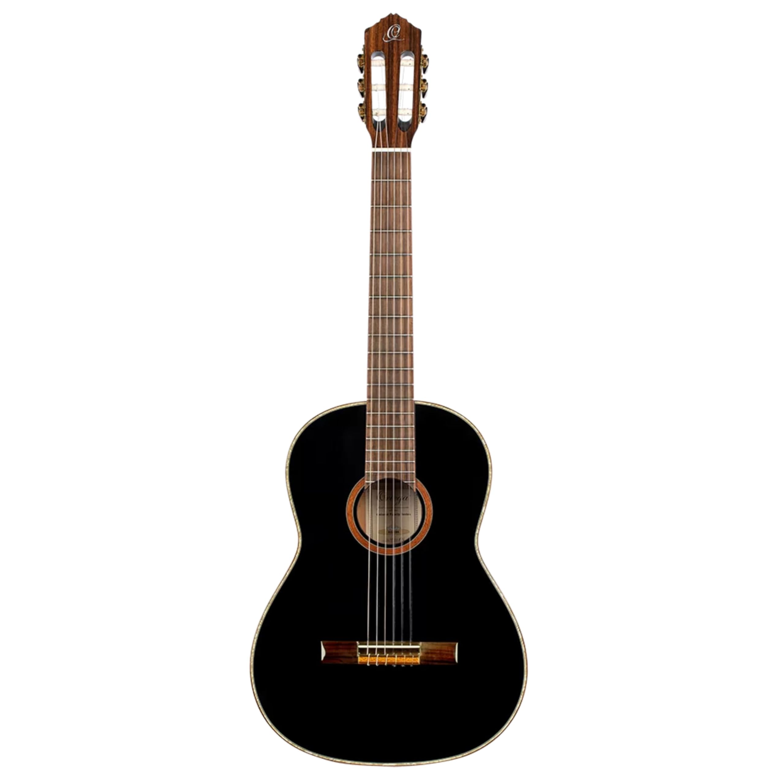Ortega Guitars Chitarra Concerto Nera Misura Standard - Serie Family - include Gig Bag - mogano/top in abete (R221BK)