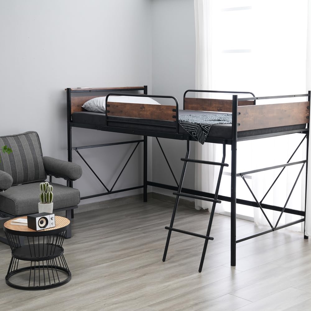 Amazon｜ロフトベッド パイプベッド シングル 耐荷重150kg 高さ125cm