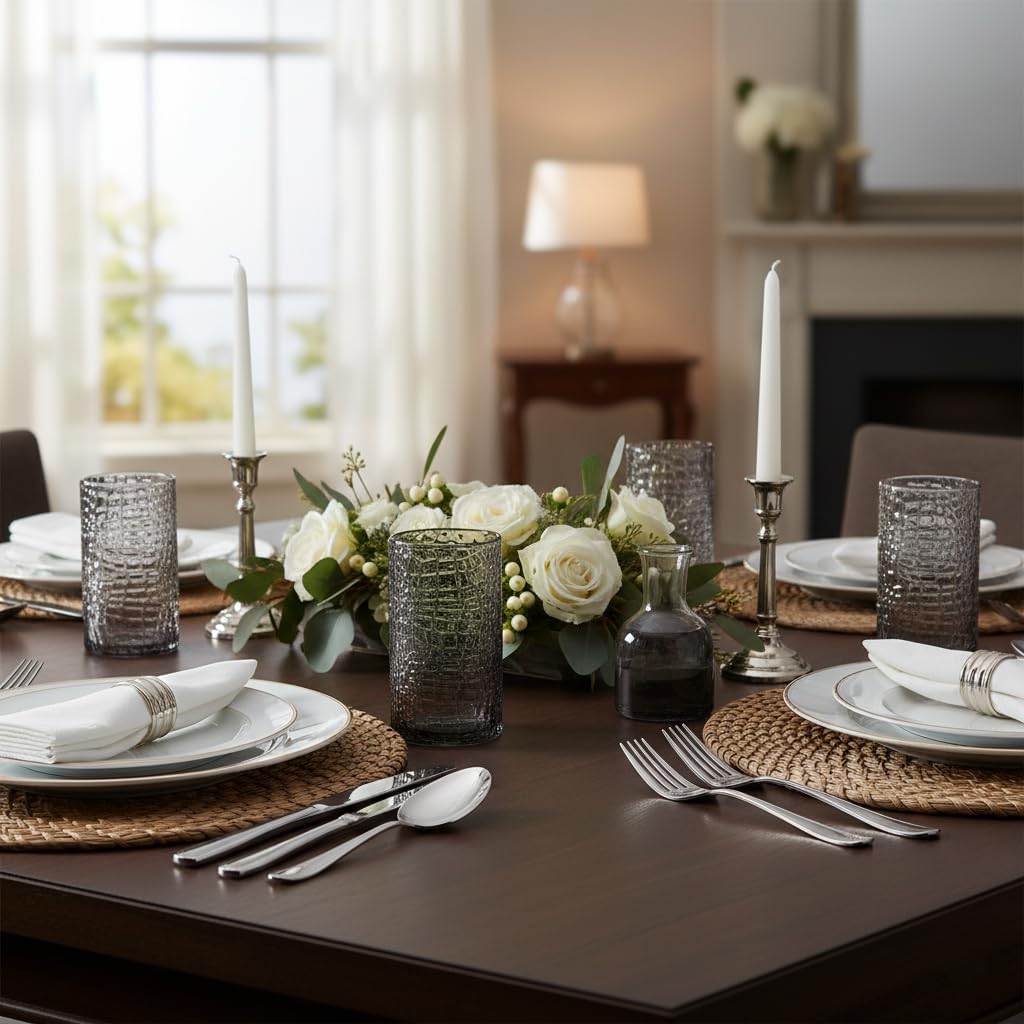 Glaver's Highball Glasses Set of 4 Smoke Drinking Glasses, 15 Ounce Crackle Textured Newly Designed Patent Glassware Heavy Bar Home Party Decor Black Kitchen Glasses, Water Juice Cocktails - Image 6