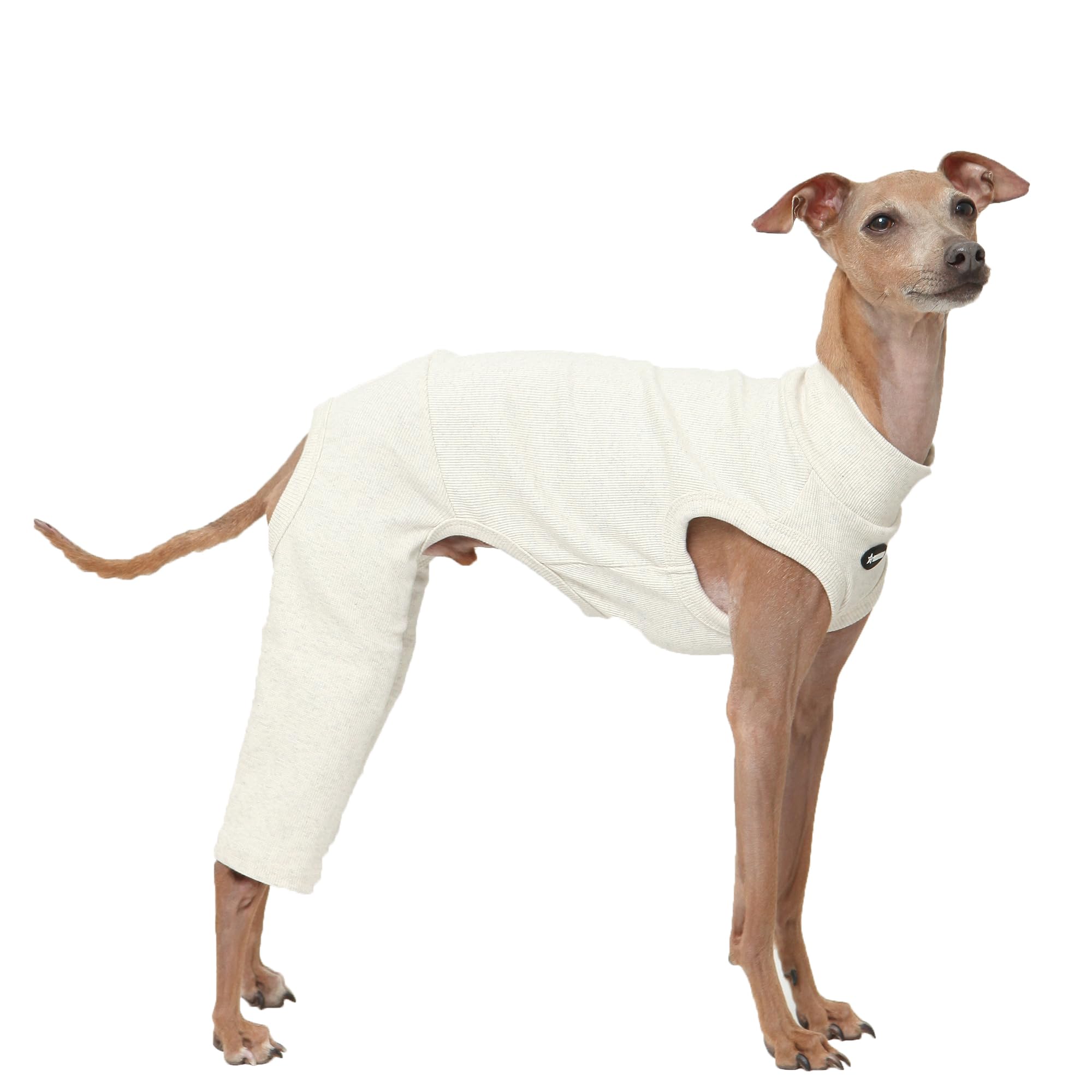 D Doggy Star Italian Greyhound Clothes High-Stretch Sleeveless Onesie for Styling (XL,Coordi Otameal)