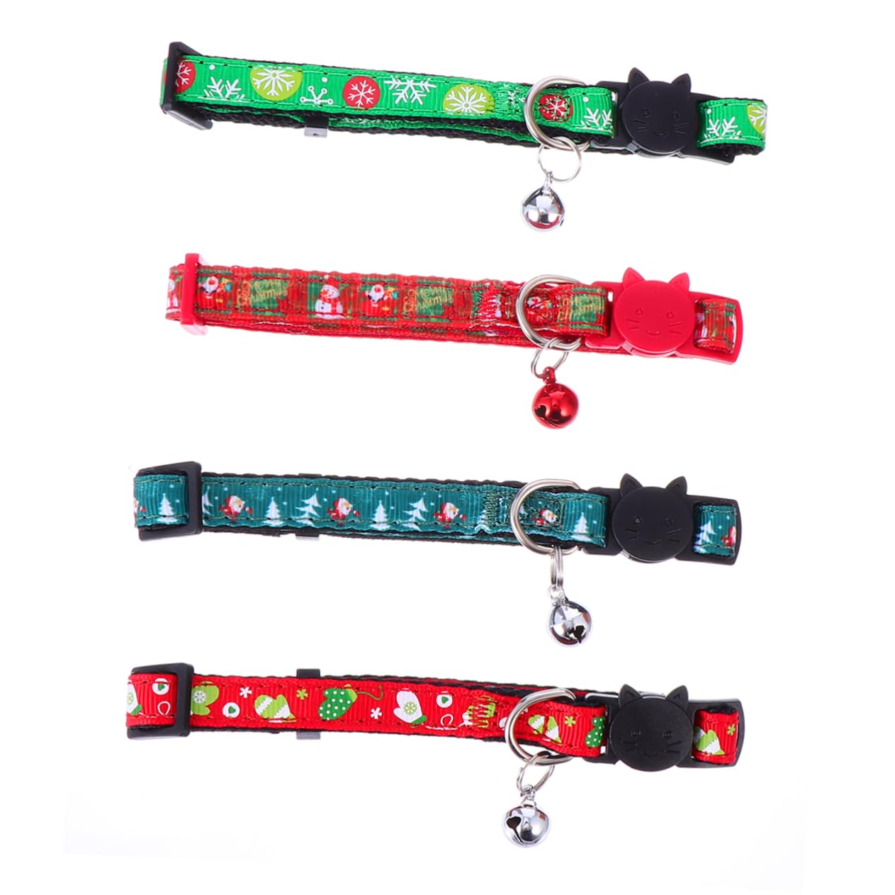 Collier de Noël pour chat et chiot Mipcase avec cloche réglable en chiffon | Lot de 8 pièces