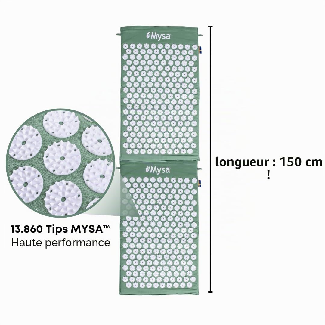 ORIGINAL MYSA XXL: LE PLUS GRAND AU MONDE: 150 CM! TAPIS D'ACUPRESSION N#1 POUR GRANDS CORPS ET TROUBLES DIVERS /RÉPANDUS! L'AUTHENTIQUE SUÉDOIS ÉCO N°1 2023 CLINIQUEM. APPROUVÉ! + 5 SACS! +TUTORIEL