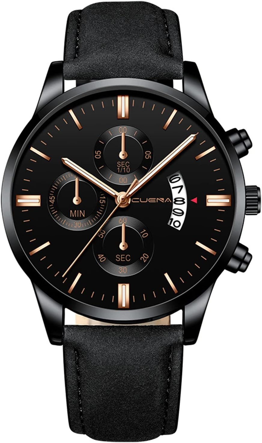 Fashion Sport Men's Stainless Case Leather Quartz Analog Wrist Watch Digital Alarm Watch