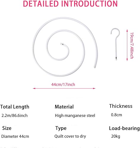 Miniatura 5 de Estante de secado de ropa de acero inoxidable, colgadores de ropa en espiral, estante de ahorro de espacio, estante de secado giratorio multifunción