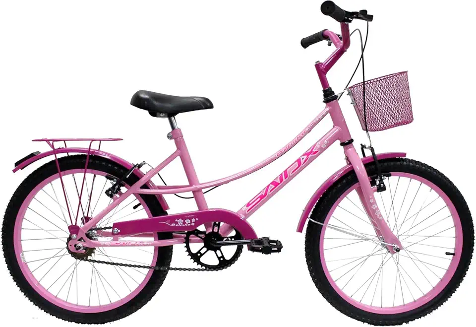 Bicicleta Aro 20 Feminina com Rodinhas Cesta Garupa Bagageiro Retrô Branca - Ideal para Crianças e Adolescentes Aprender Pedalar Segurança Estilo Vintage
