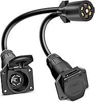 Nilight 7-Way Y Splitter Trailer Adapter: 1 Female to 2 Male 7-Pin RV Blade Plugs for Truck Camper & Double Trailer Towing