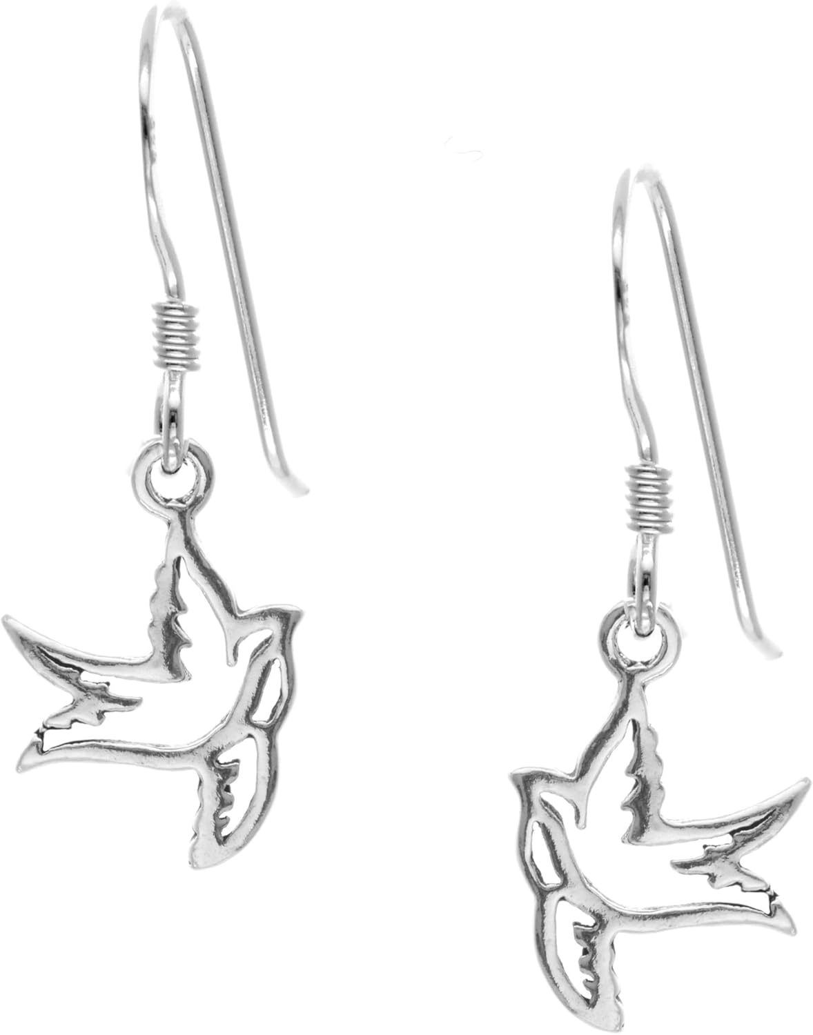 Silverly 925 Sterling Silver Drop Earrings With Cut-Out Flying Birds - Hollow Out Open Swallow Dove Dangle Earrings - Bird 925 Silver Jewelry for Women - Hypoallergenic - French Hook Design