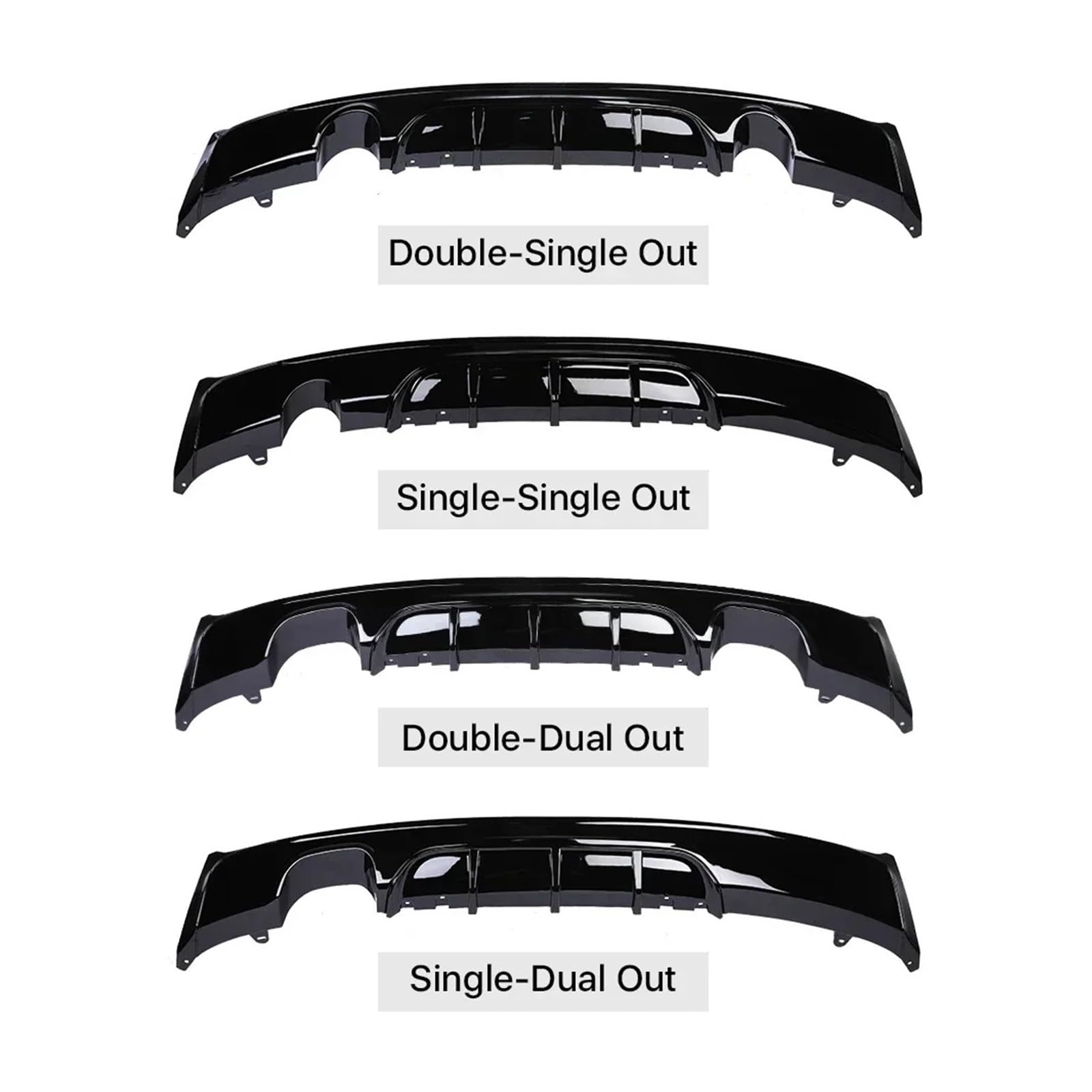 Compatible con BMW Serie 2 F22 F23 parachoques difusor trasero Sport Tech kit de carrocería de fibra de carbono MP difusor alerón borde 2014-2020 reemplazo(Double-single out)