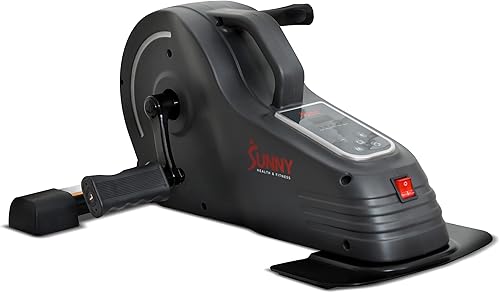 Sunny Health & Fitness Debajo del escritorio motorizado pie de ejercicio Peddler, mini bicicleta portátil del ciclo para los entrenamientos caseros