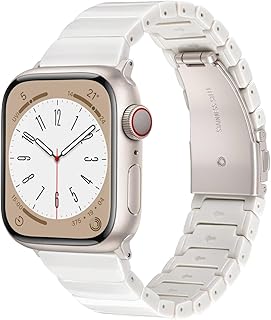 سوار ساعة راتنج بابزيم معدني مصنوع من الستانلس ستيل بتصميم عصري لسلسلة ساعة اي ووتش 3/2 سبورت وايديشن للنساء والرجال من في مورو - روز جولد