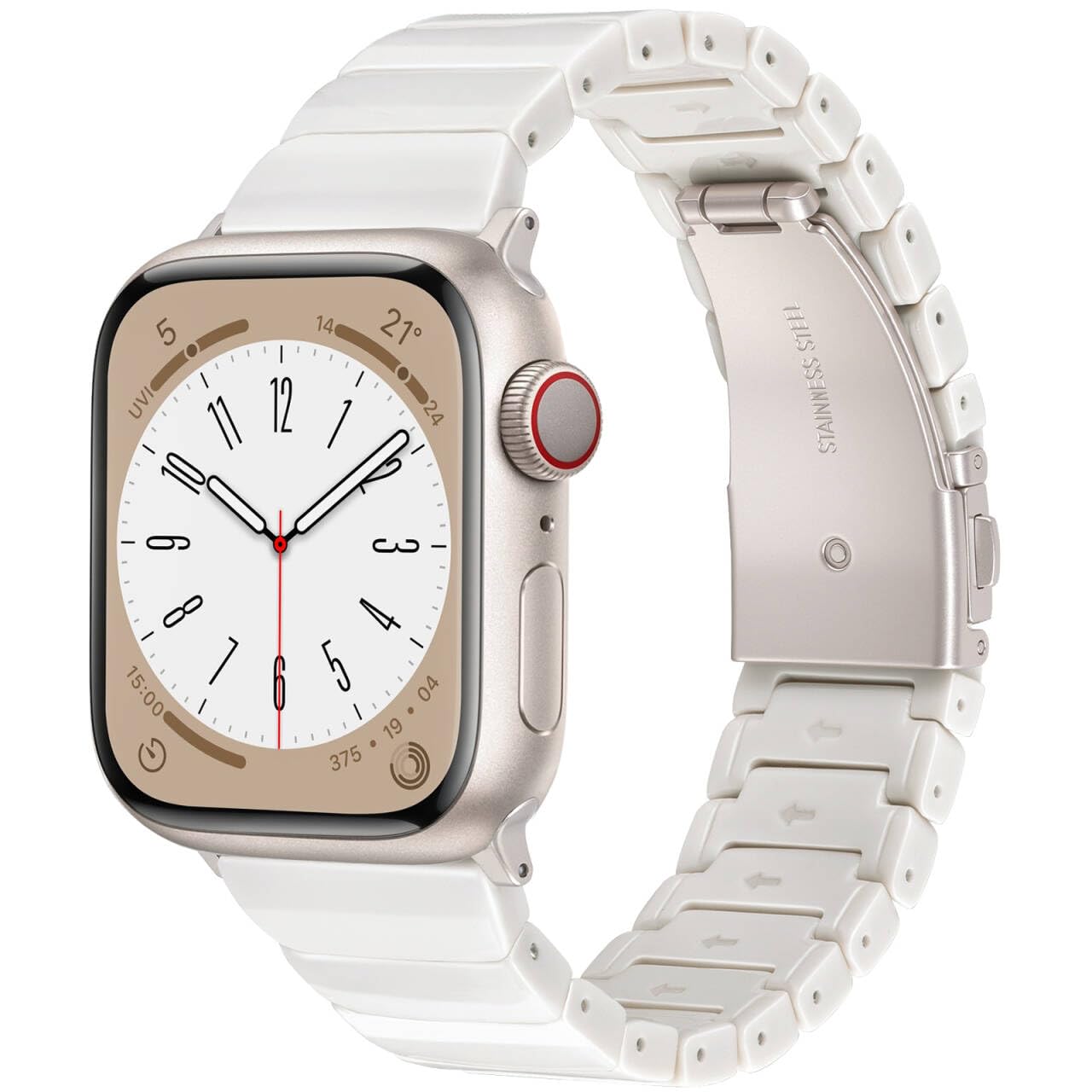 Photo 1 of V-MORO Resin Band Compatible with Apple Watch Series 11/10 41mm/40mm/38mm/42mm Women Men Fashion Strap for iWatch Series 9/8/7/6/5/4/3/2/1/SE/SE 2 Lightweight Bracelet Wristband(Classic Starlight)