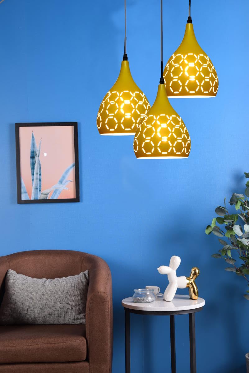GreyWings Metal Cut 3 Light Cluster Hanging Light Ceiling Pendant Lamp, 6Inch Dia, Yellow (B0CK73T35K) Amazon Price History, Amazon Price Tracker