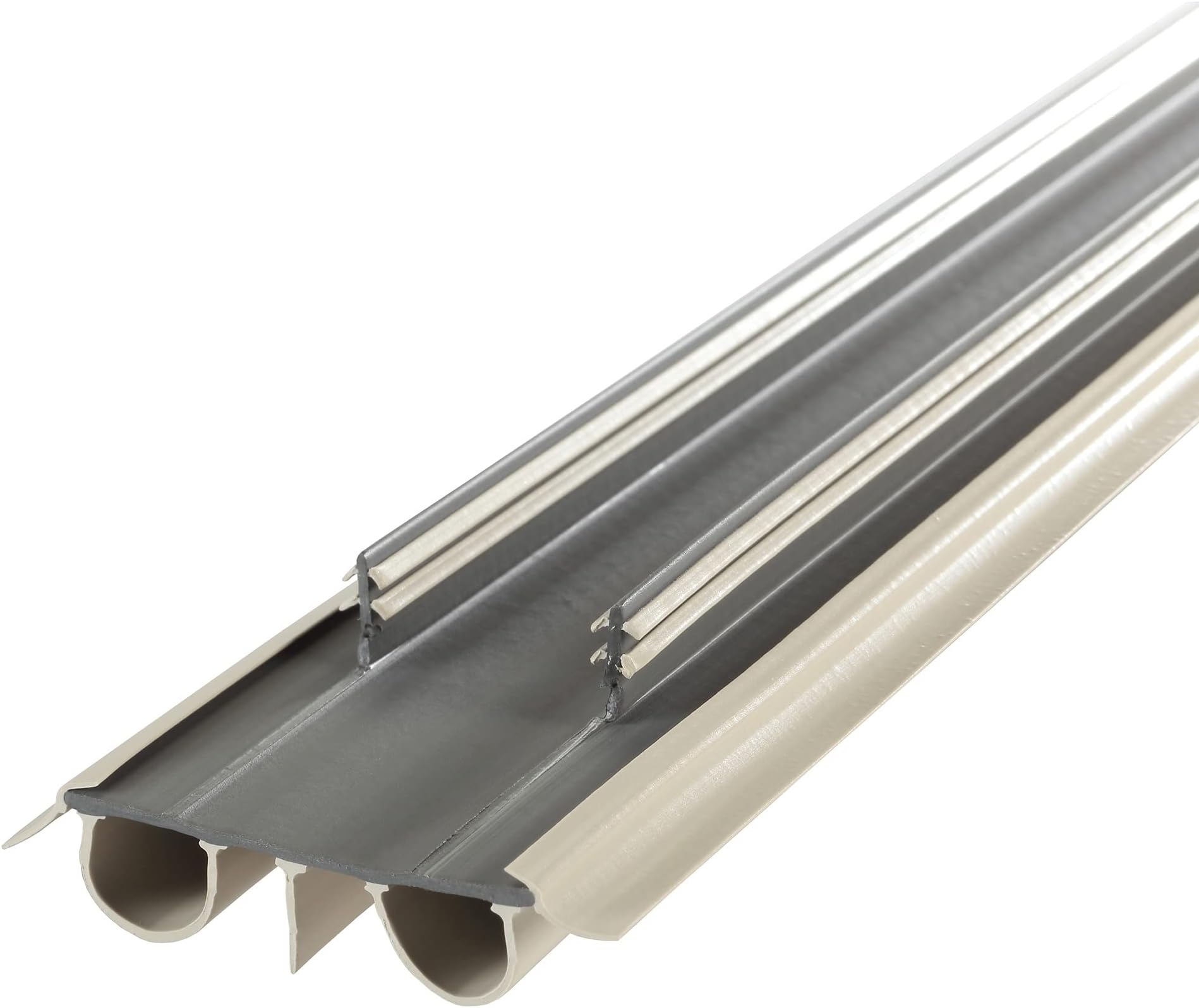 43820 Vinyl Concealed Kerf/Channel Fit Under Door Seal, Easy-to-Install Draft Stopper, Energy-Saving Door Insulation, Noise Reduction, Ideal for Home (36 Inch, Beige)