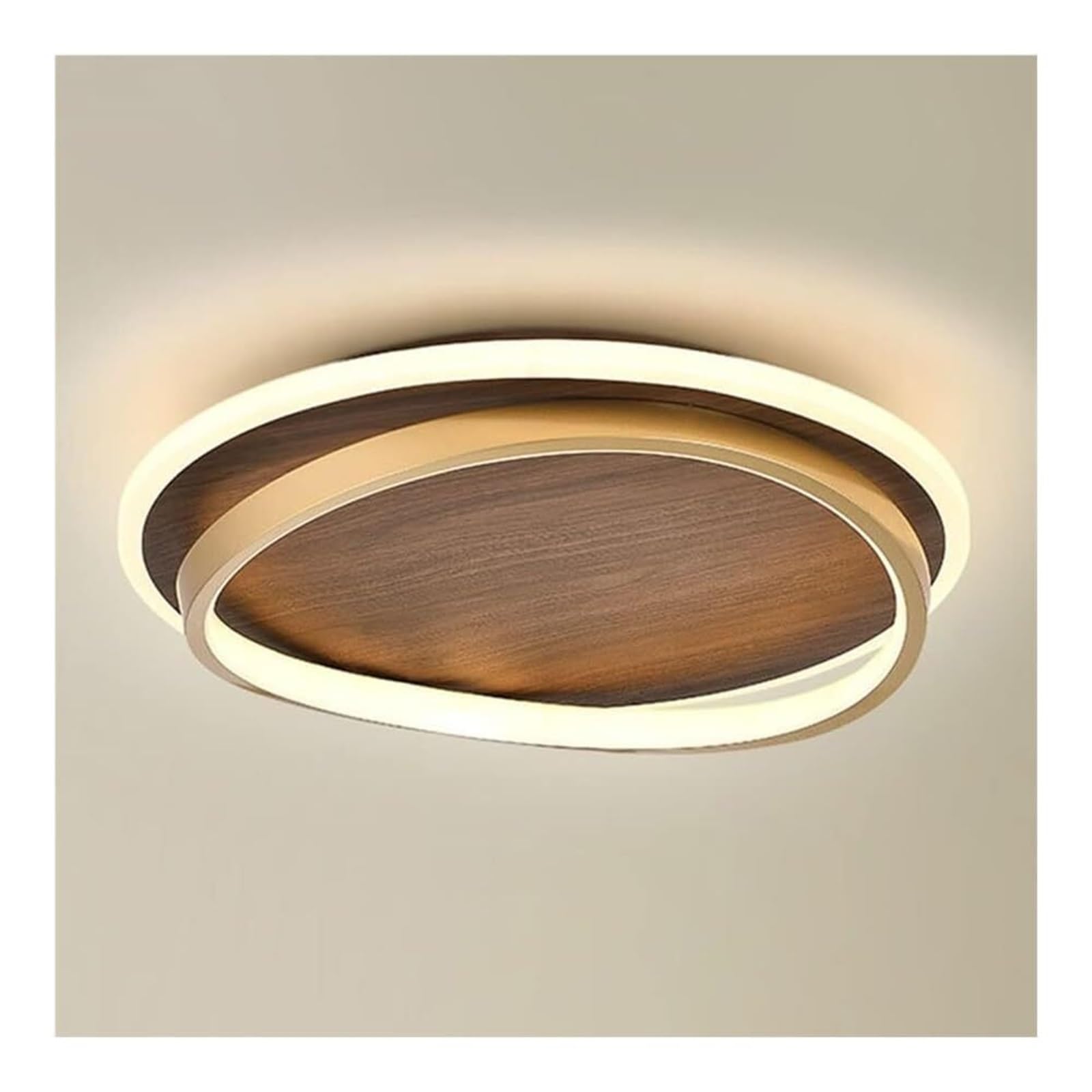 Modern LED Ceiling Light Fixture, Flush Mount Round Ceiling Lamp with Brown Walnut Wood Grain, Energy Efficient Minimalist Lighting for Bedroom, Living Room, Kitchen, Office(Diameter 47cm,6000K)