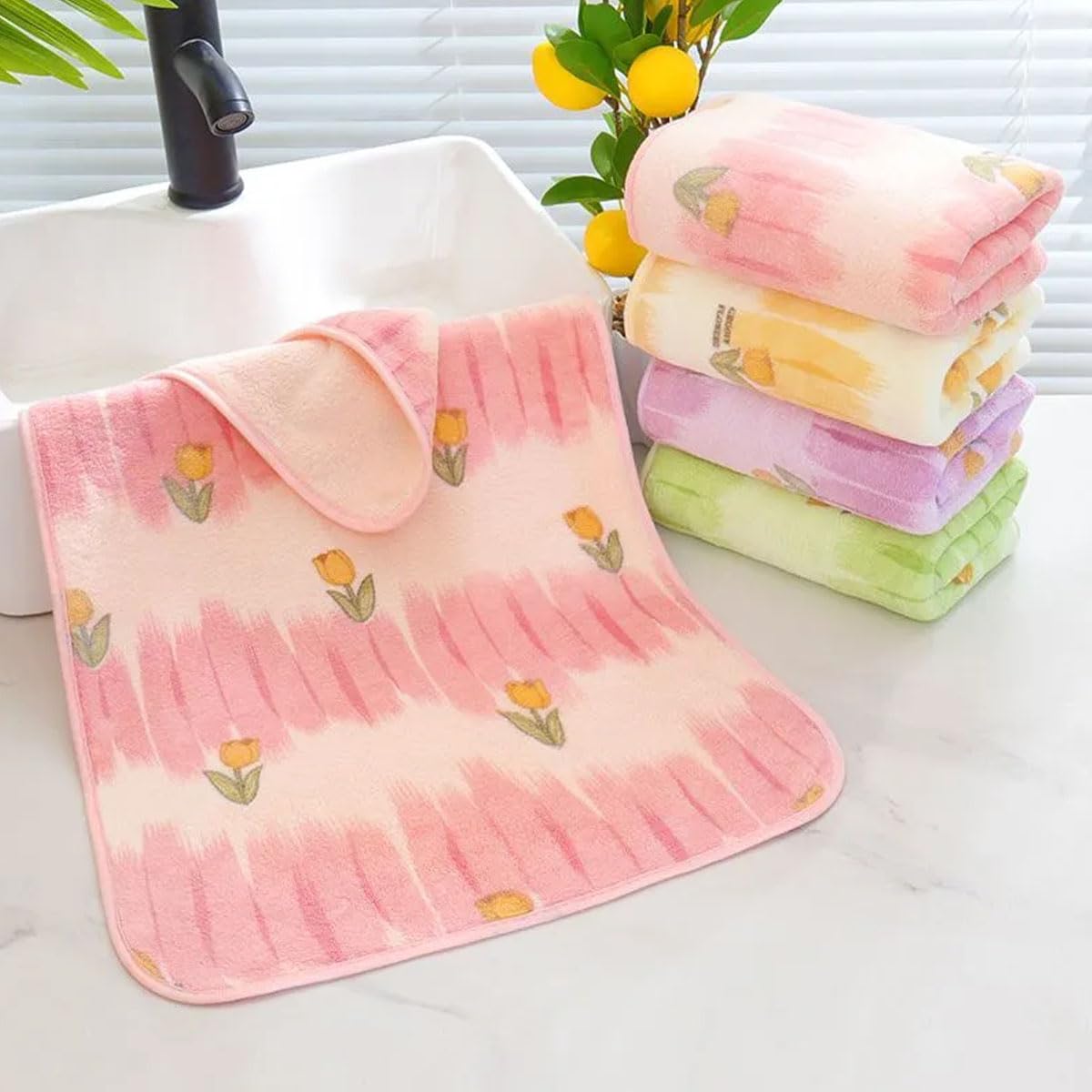 5点目100円♡新作♡新品♡チューリップ柄♡バスタオル Amazon.co.jp: チューリップ柄 タオル 2枚セット 花柄 フェイスタオル