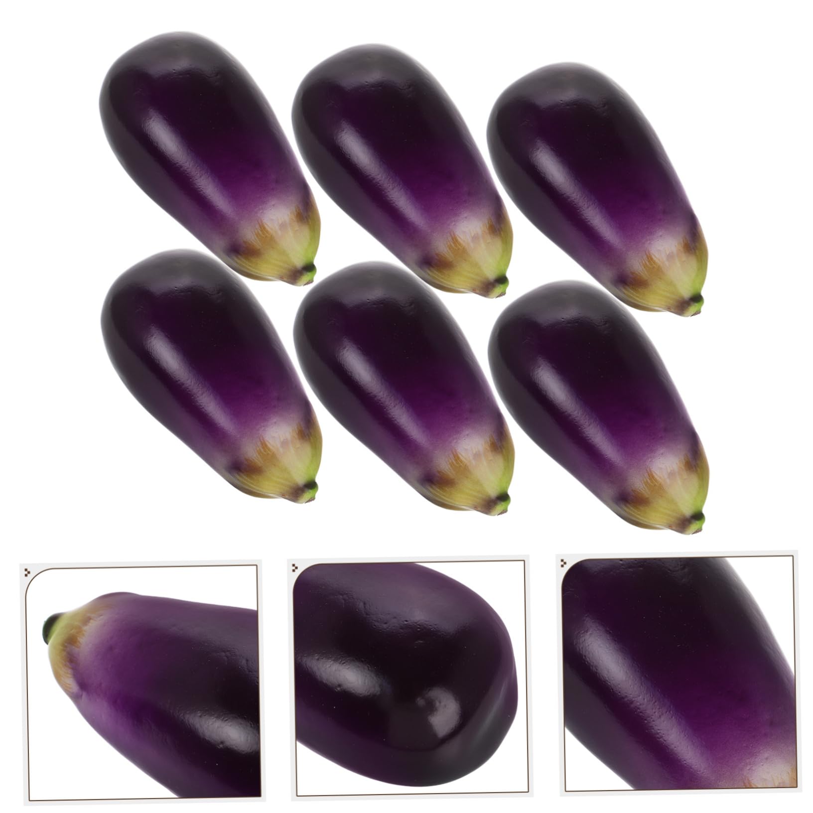 Cabilock 3 Sätze Simulation Aubergine Pflanzendekorationen Gemüse Für Pflanzen Realistische Aubergine Modelle Gefälschte Auberginendekoration Pflanzliche Requisiten Schaum 6 Stück * 3