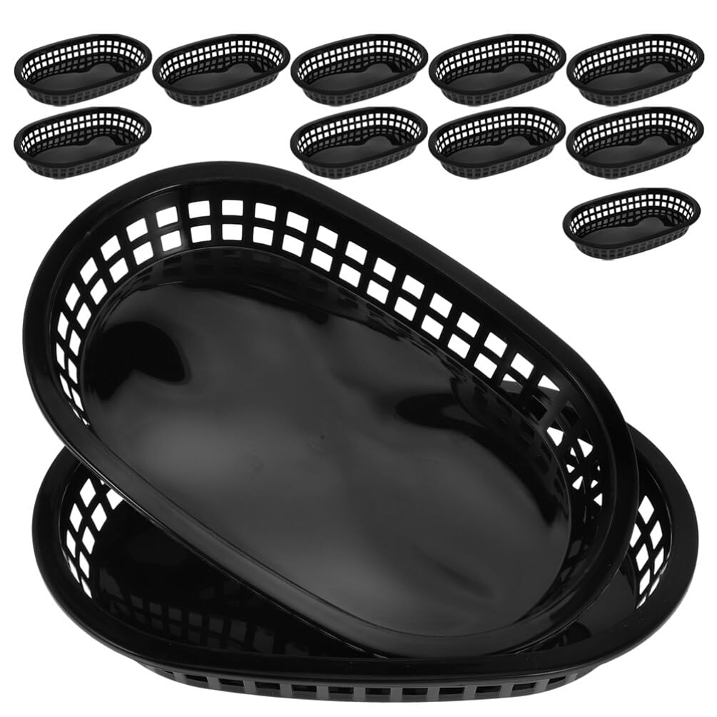 24 Cestini Fast Food Riutilizzabili in Plastica 9.25X5.91X1.38 Pollici Vassoio Barchetta Per Snack Hamburger Patatine Fritte E Pane Ristorante Buffet Catering Casa