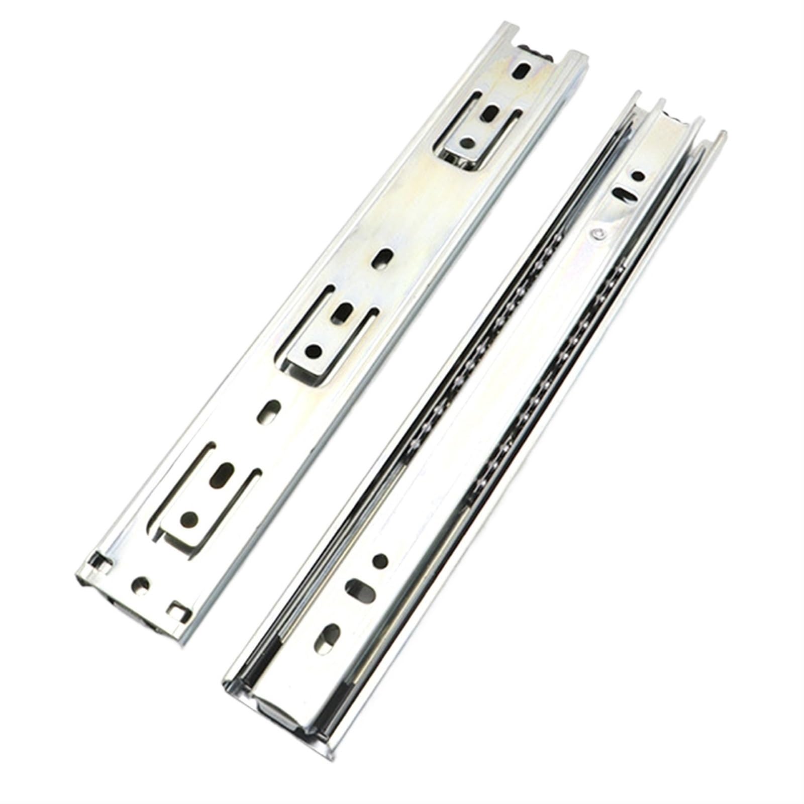 Drawer Track, Three-Section Buffer Mute Push-Pull Drawer Wardrobe Sliding Rail Telescopic Hydraulic Solid Track Slide for Drawer(16inch)