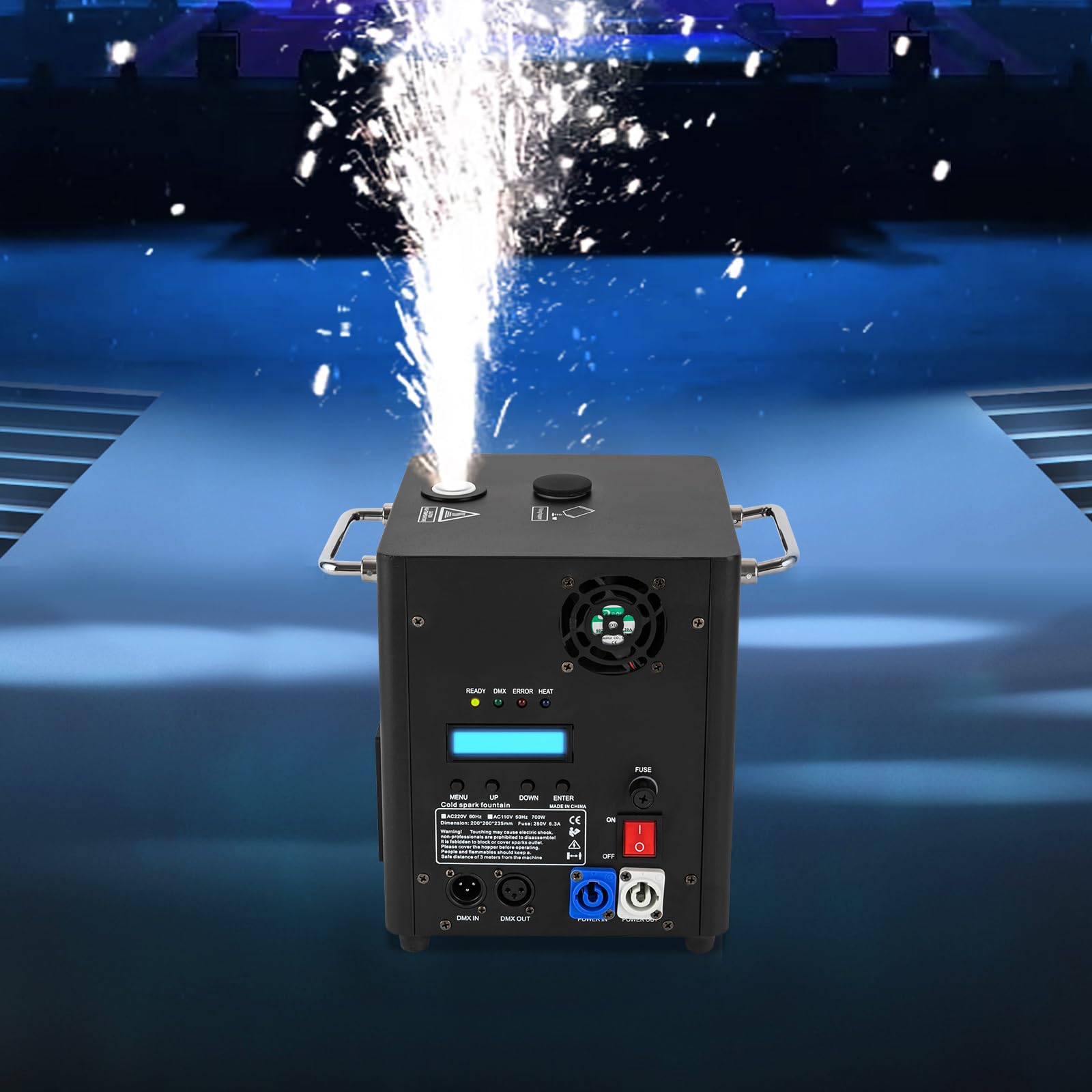 700 W, macchina elettronica per palcoscenico, effetto speciale, fontana per feste, DJ con telecomando, controllo DMX, portatile, ideale per matrimoni ed eventi