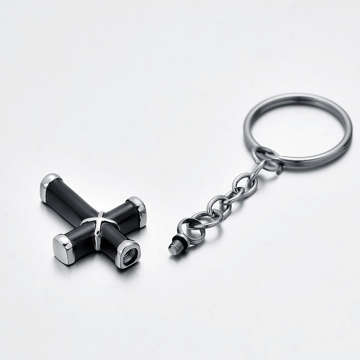 FCZDQ Black Cross Prayer Ash Memorial Keychain, Cremation Jewelry Urn Pendant Keepsake
