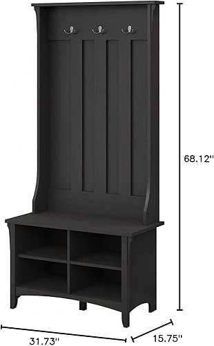 Miniatura 7 de Bush Furniture Salinas Hall Tree with Shoe Storage Bench in Vintage Black, Multi-Purpose Home Organizer, Entryway Solution with Seating and Hooks
