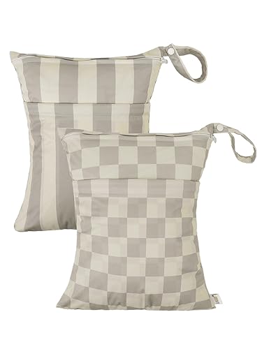 ALVA ALVABABY - 2 bolsas para pañales de tela húmedos y secos, impermeables, reutilizables, con dos bolsillos con cremallera, para viajes, playa,