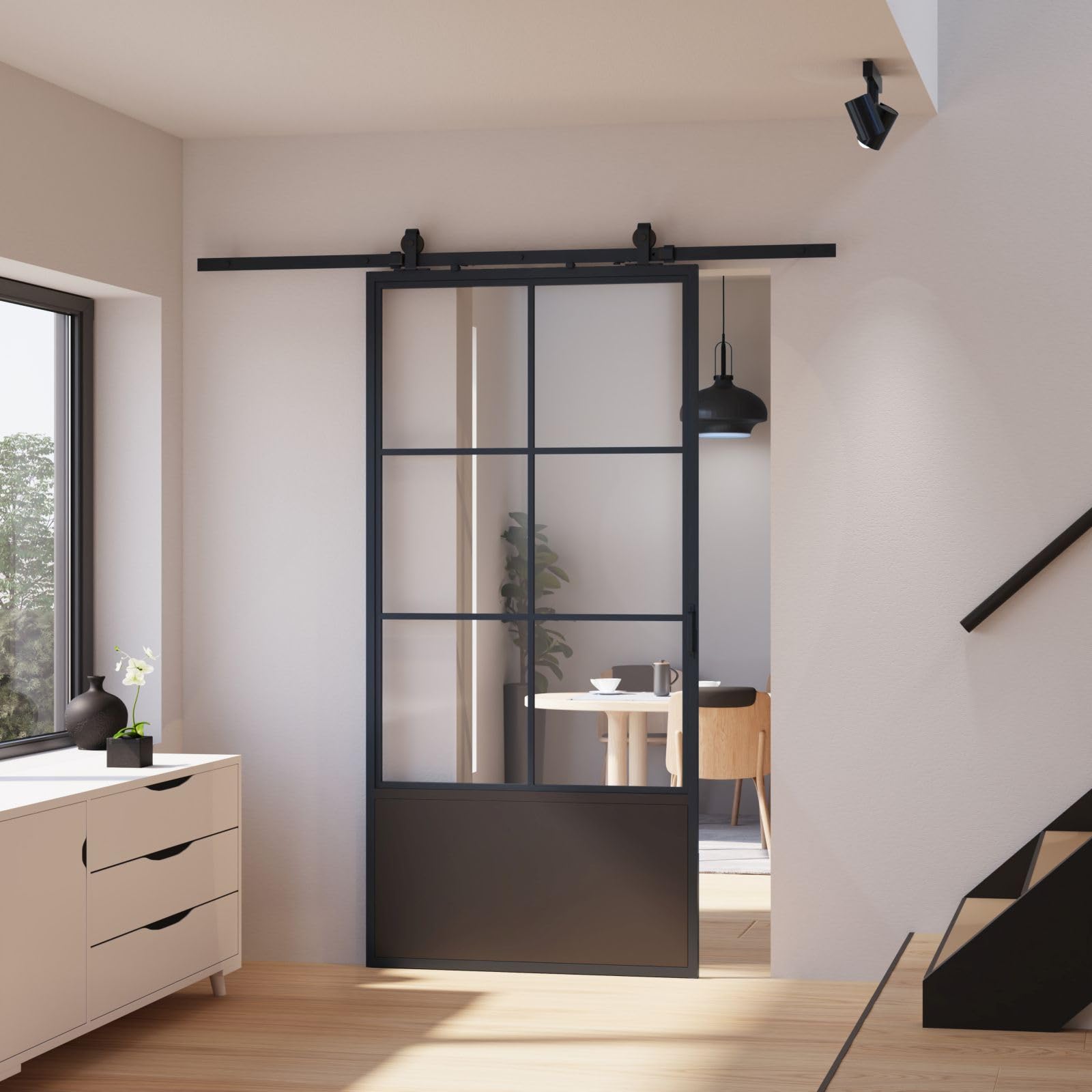 Schulte porte coulissante intérieure loft verre 102x220 cm noir softclose