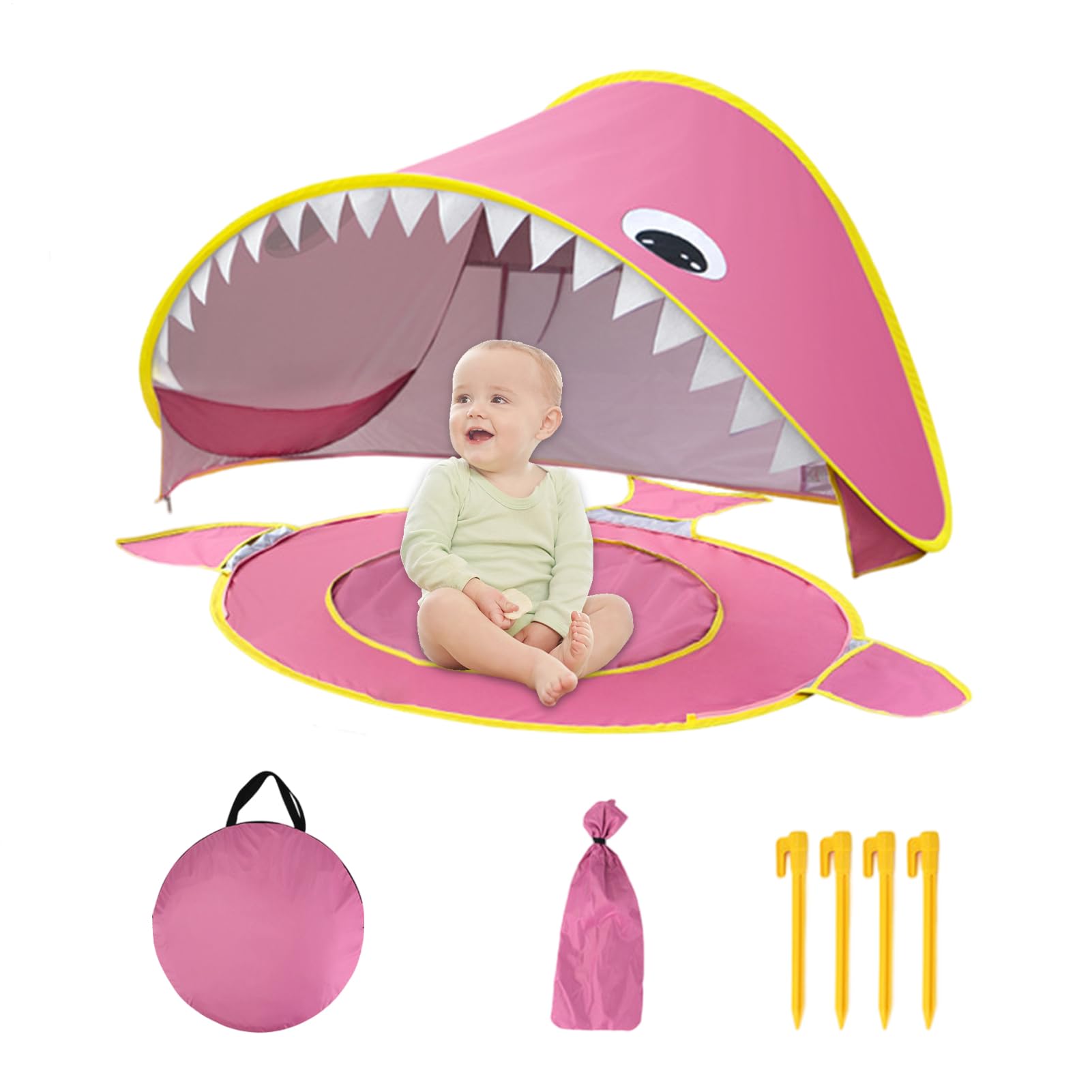 da spiaggia per bambini, all'aperto per bambini, da gioco in campeggio dei cartoni animati, Protezione UV, piccola piscina incorporata, rifugio per sole portatile, baby parasole pieghevole fuori da so