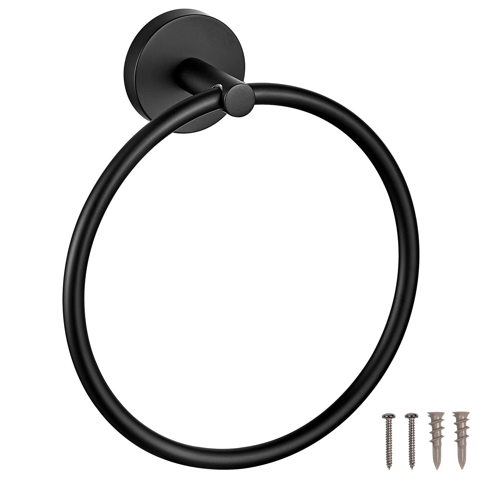 Anneau porte-serviette noir mat Graz idéal pour une salle de bain moderne