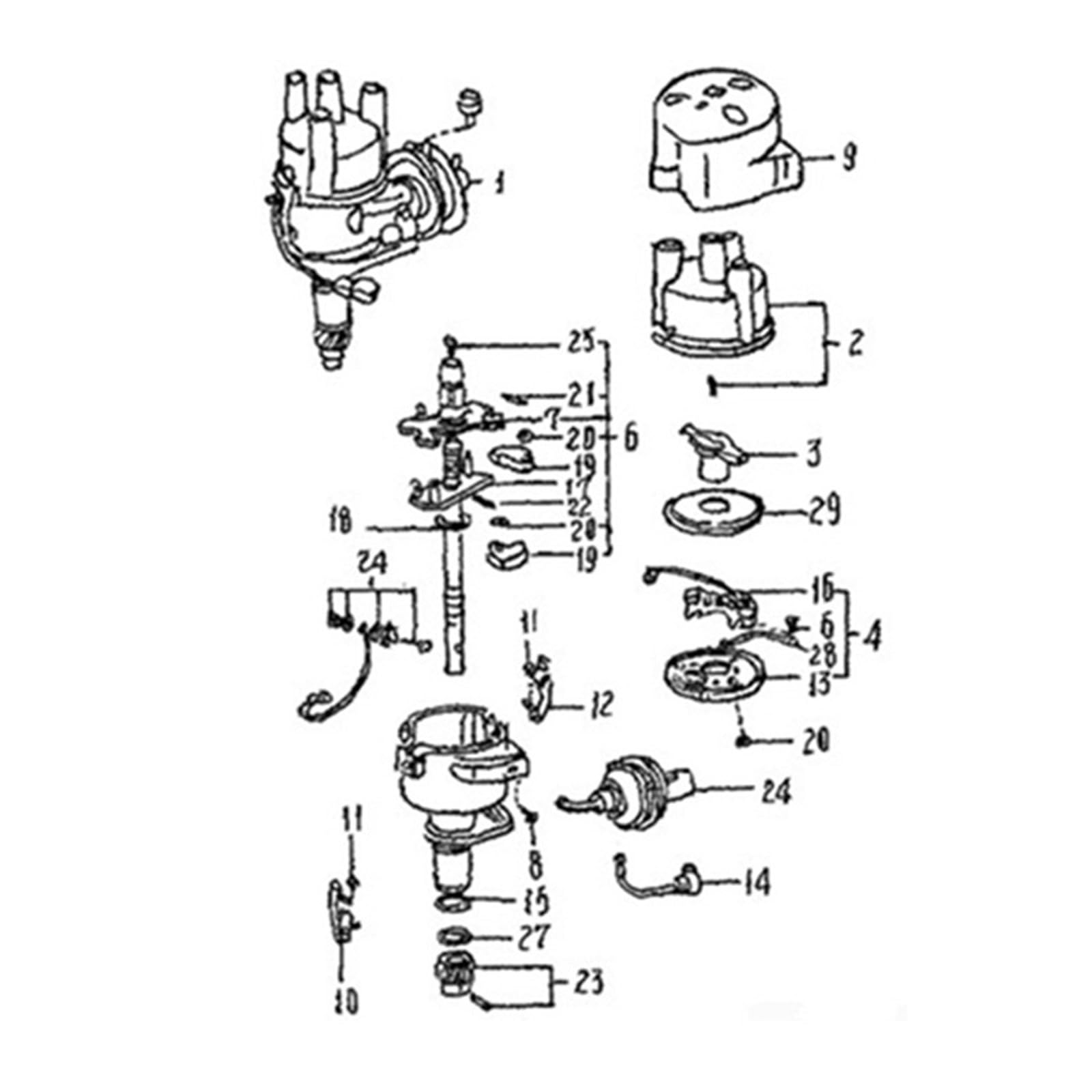 Distribuidor de ignición Tapa Para DAMAS F6A 0.7L L3 1992-1995 Distribuidor de encendido de coche 33100-A80B05 33100-86080 Rotor del distribuidor de encendido