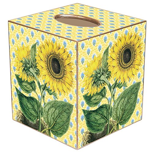 Sunflower on Yellow Provincial Paper Mache Tissue Box Cover