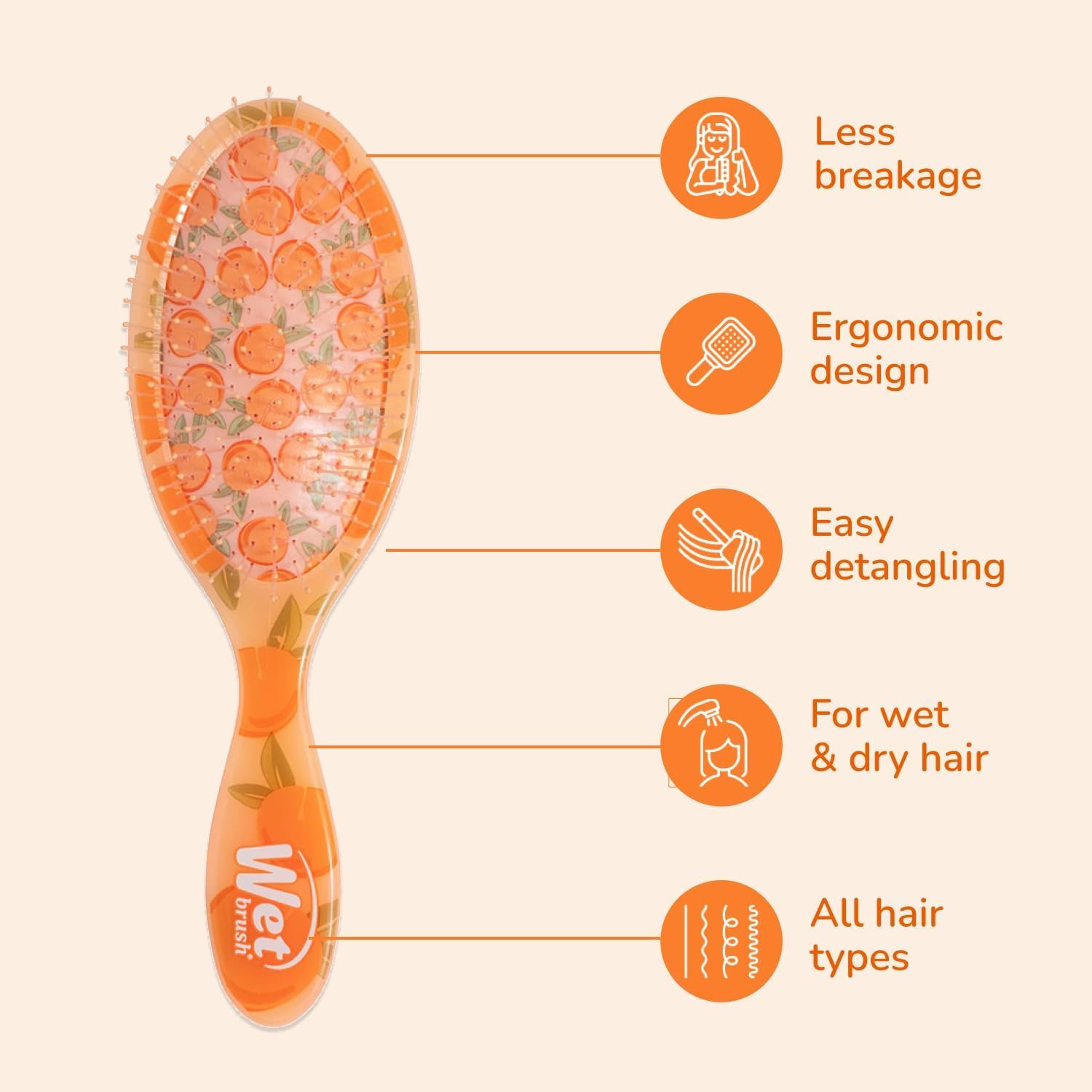 Wet Brush Detangler Bundle - Original + Mini, Peach (Tutti Fruitti) - Ultra-Soft IntelliFlex Bristles, Pain-Free Detangling for All Hair Types (Wet & Dry), Women & Men, Limited Edition