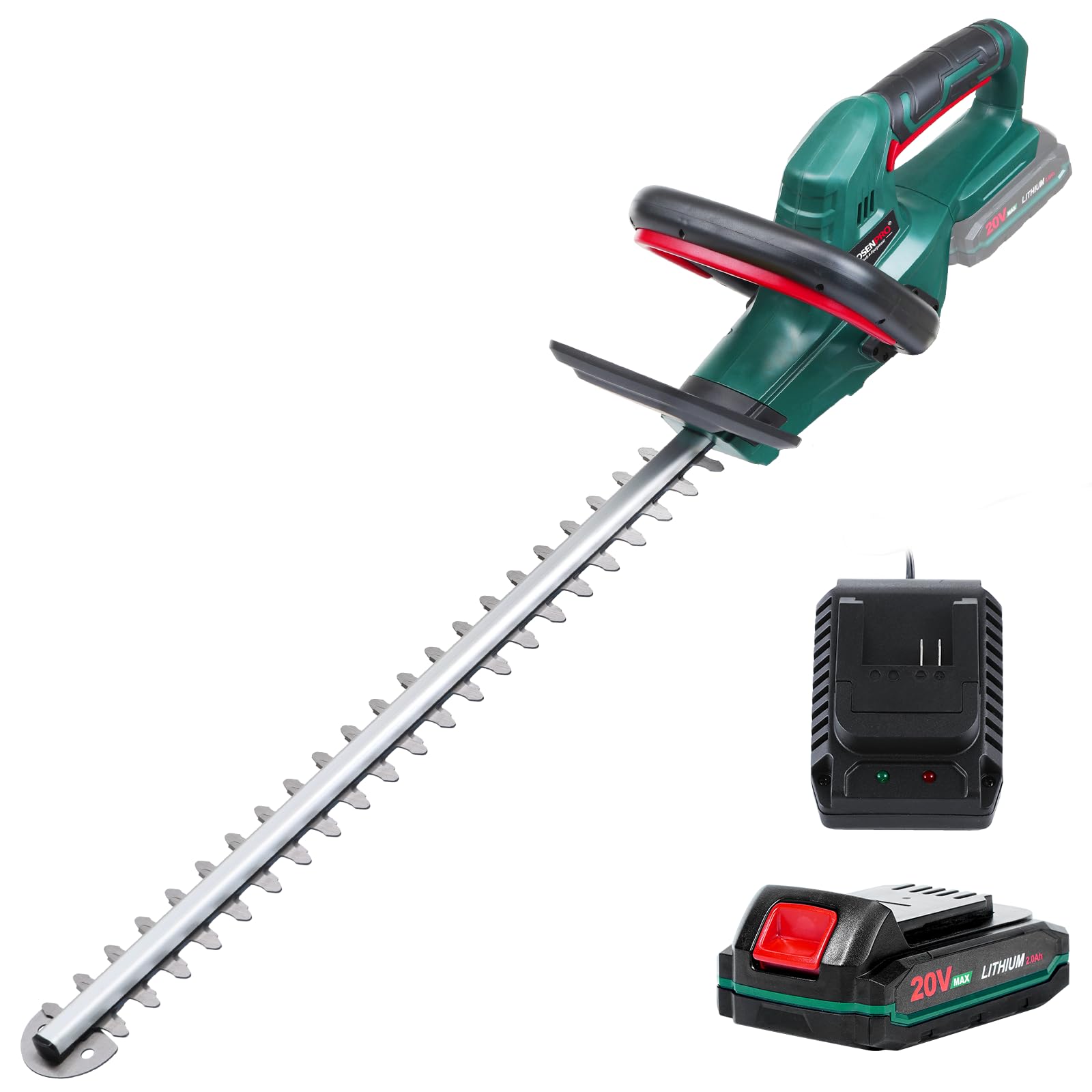 Taille Haie Sans Fil 500W - Moteur Sans Balais - 2 Batteries 3.0Ah - Lame 55cm - Écran LCD - Jusqu'à 15mm Branches