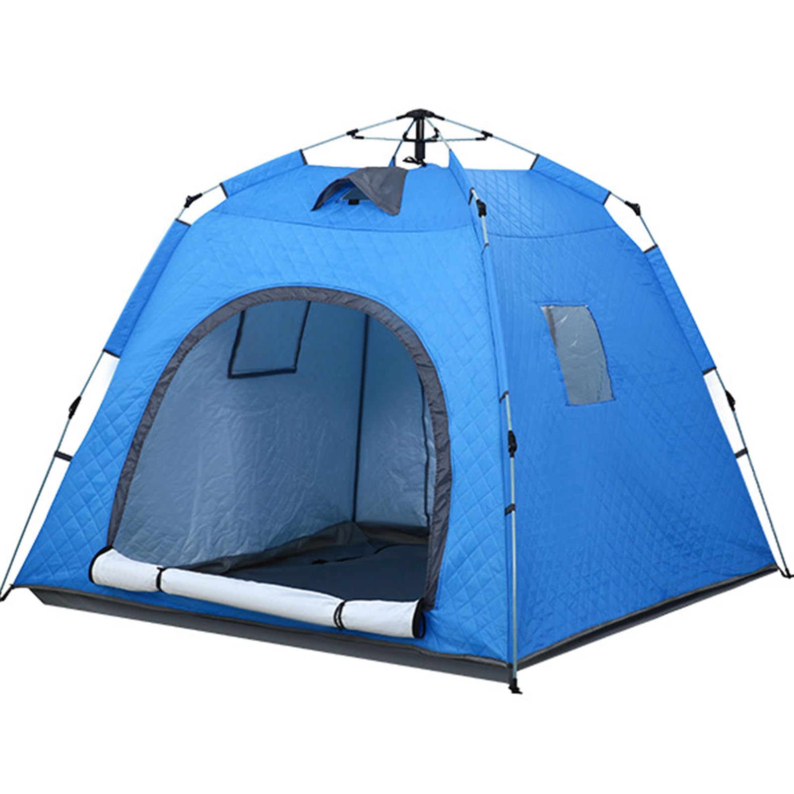 Abri de pêche sur glace thermique pop-up avec murs rembourrés en coton pour 3 à 5 personnes