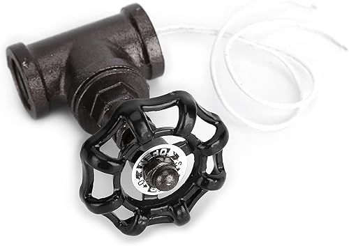 Miniatura 7 de Válvula de luz steampunk vintage, interruptor de luz de parada de 12 pulgadas, lámpara de mesa de hierro negro con mango de alambre blanco para