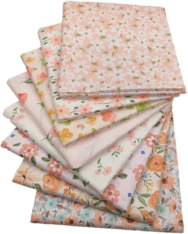 8Pcs 18x22 inch Pink Quilting Cotton Fabric Squares Sewing Fabric Printed Floral Fabric for DIY Crafts Fat Quarters Fabric Bundles