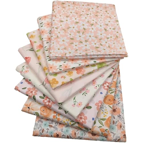 8Pcs 18x22 inch Pink Quilting Cotton Fabric Squares Sewing Fabric Printed Floral Fabric for DIY Crafts Fat Quarters Fabric Bundles
