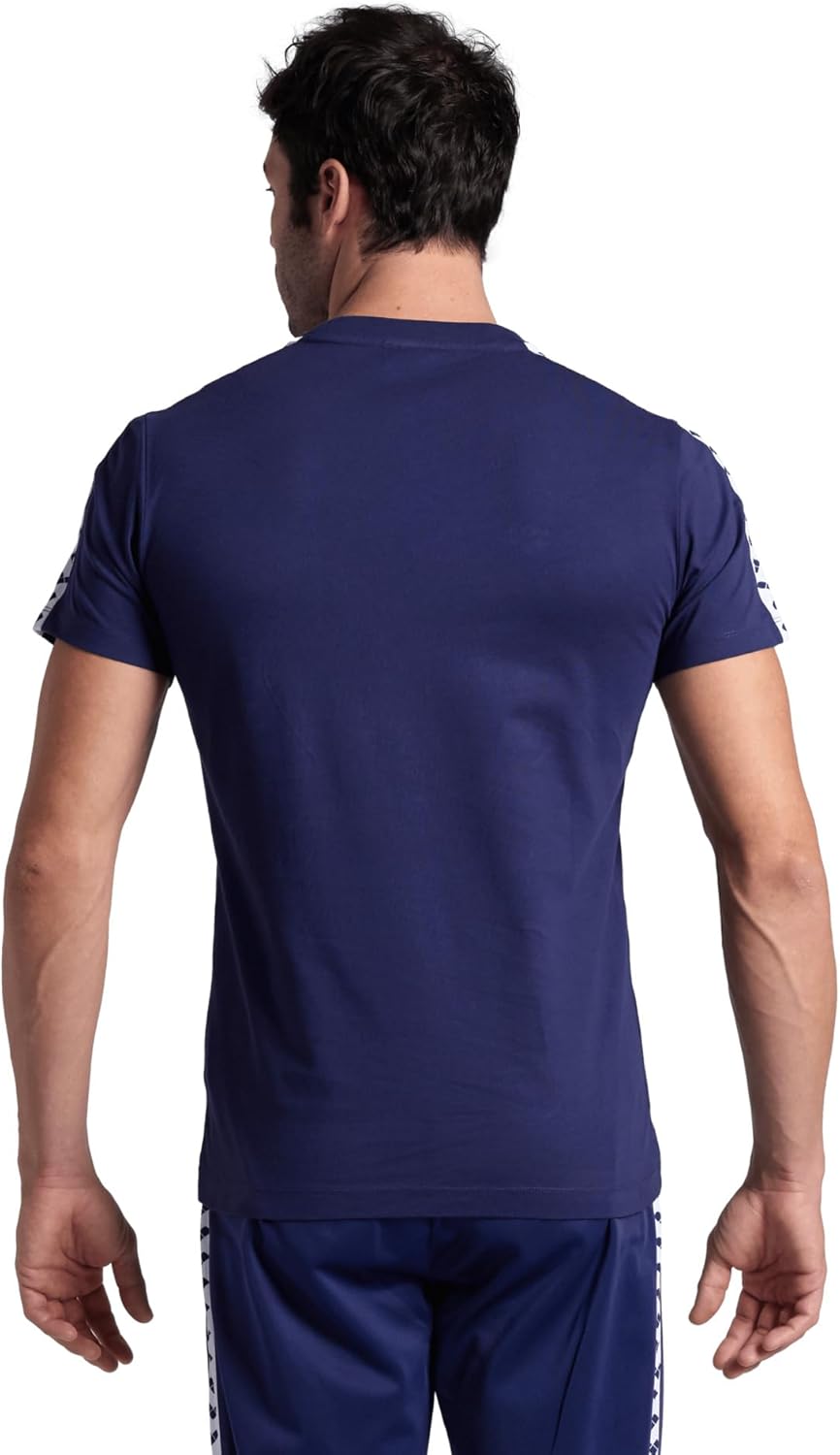 ARENA Men's Team T-Shirt Soft 100% Cotton Slim Fit Short Sleeve Casual and Athletic Wear, Navy/White/Logo, Size X-Large