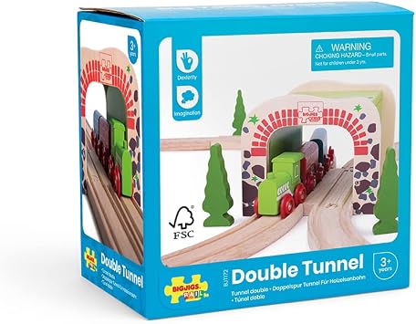 Bigjigs Rail Double Tunnel - Other Major Wooden Rail Brands are Compatible