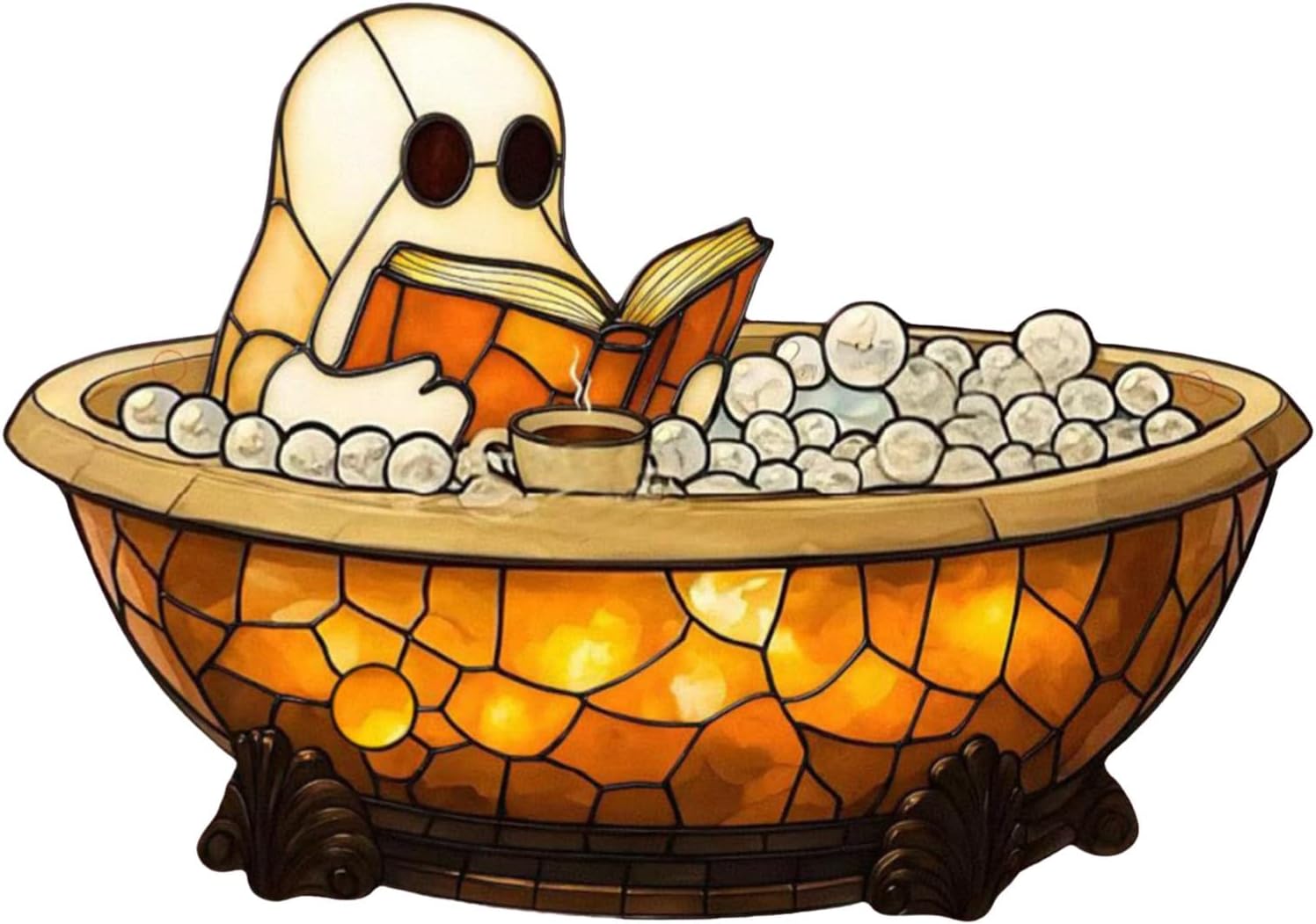 Halloween Party Ghost Bubble Reading Book Bath Lamp Ghost-Themed Bathtub Lamp Cute Night Light for Bathroom Decor 2025