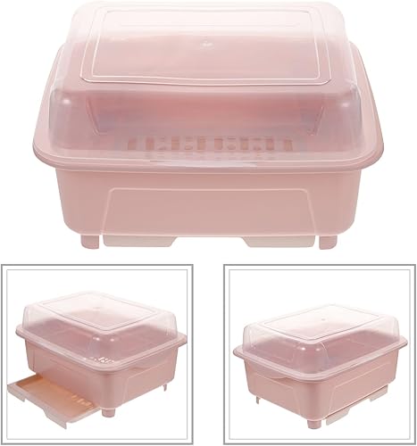 Miniatura 7 de Luxshiny Escurridor de platos de cocina, escurridor de platos y tabla de drenaje con tapa y tapa para botellas, plato de cocina, bandeja para
