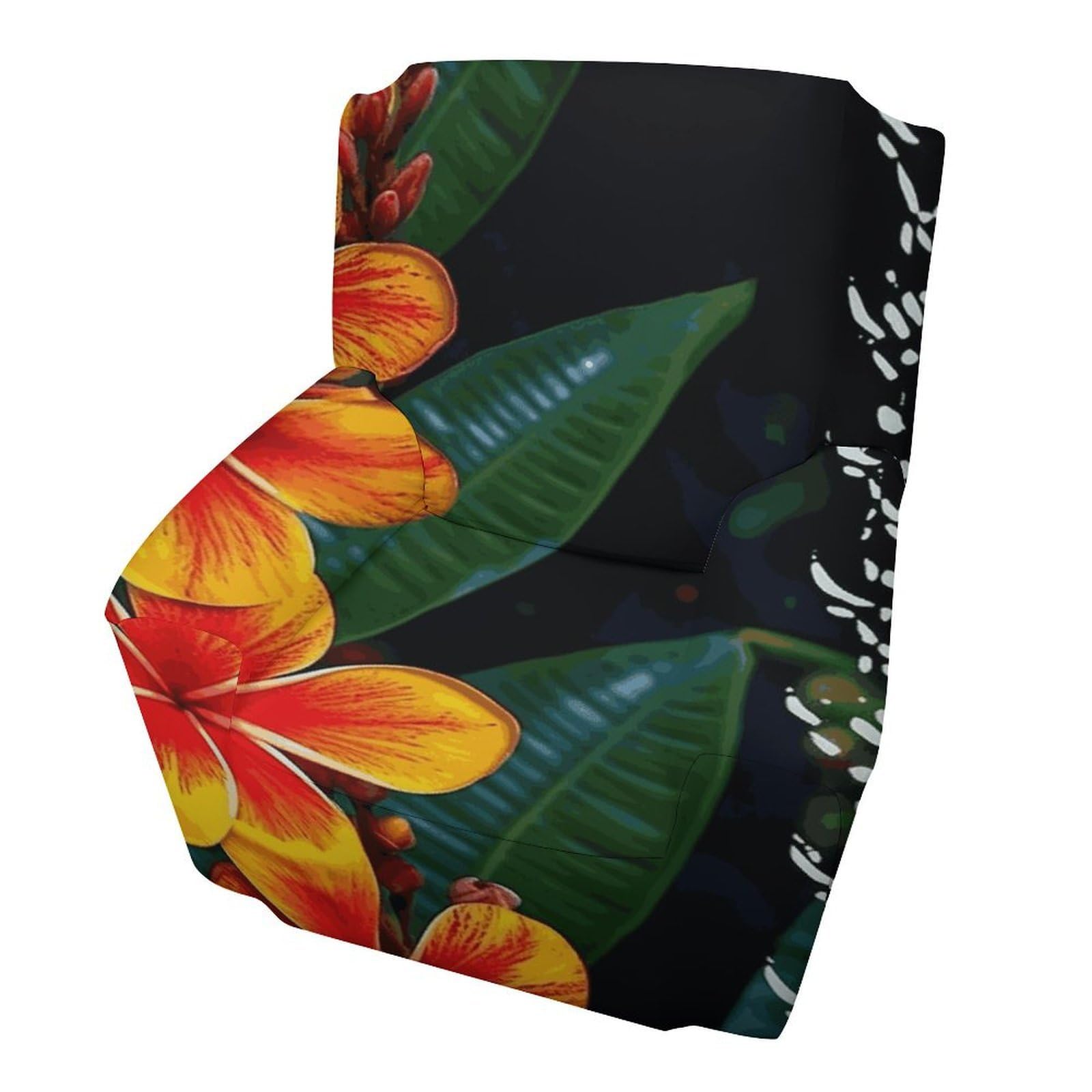 Fodpand Style Eye-Catching Hawaiian Flowers Sofa Cover Soft 1 Seater Sofa Slipcover For Pets Washable,Couch Cover With Elastic Straps Furniture Protector