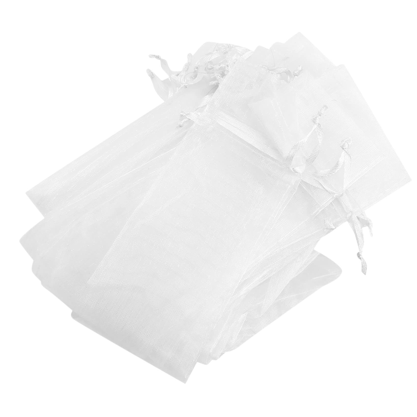 CTRLZS 50pcs White Drawstring Organza Folding Hand Fan Pouch Party Wedding Favor Gift Bags